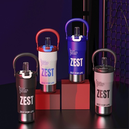 colorful world portable vacuum cup fashion outdoor large ice cup large capacity straw double drink car heat preservation water cup..