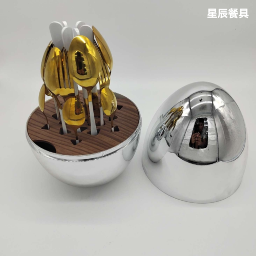 星辰不锈钢餐具金蛋不锈钢刀叉勺套装24件套餐具套装餐具银蛋餐具