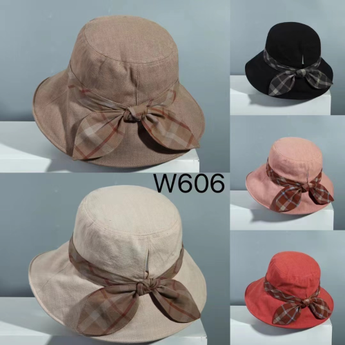 bucket hat women‘s japanese style plaid bowknot foldable sun hat spring and summer thin breathable cotton linen sun hat