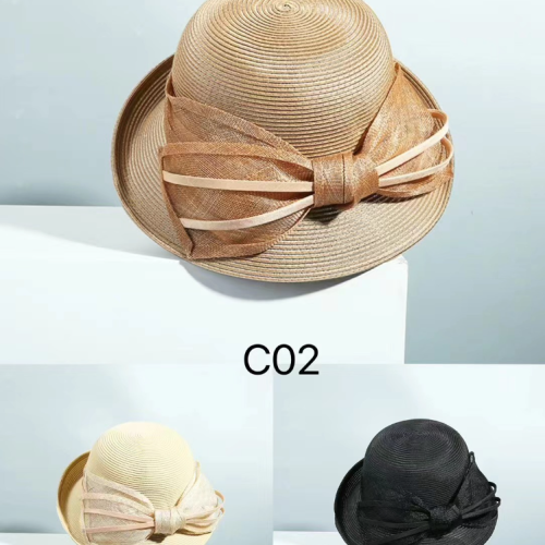 british retro linen hat women‘s spring and summer banquet top hat lady temperamental cambric bow fashion fisherman hat tide