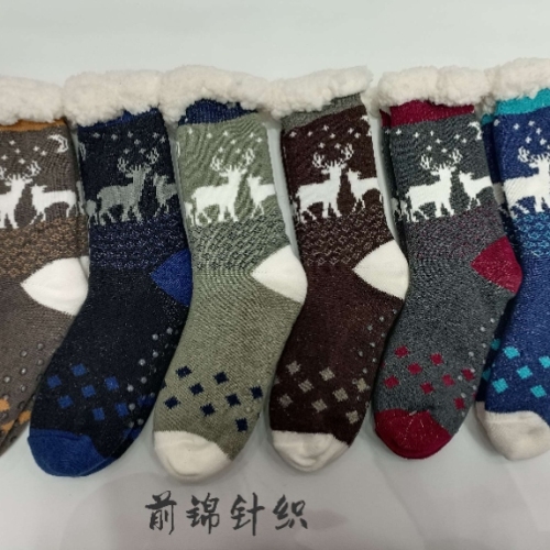 men‘s thick lambskin room socks， warm-keeping socks