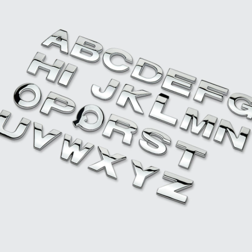 英文数字车标贴汽车个性字母贴 后尾箱车尾字母标黑色银色