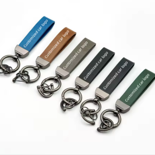 车用腰挂防丢挂件真皮钥匙扣多功能开瓶器男士汽车钥匙链激光刻字