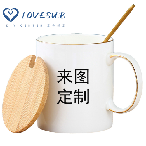 lovesub golden trim bone china mug customized coated cup sublimation cup advertising cup customized picture printing graduation ceremony