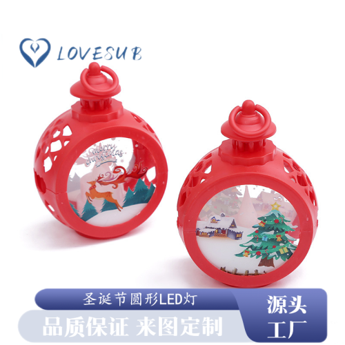 lovesub christmas round storm lantern table decorative ornament led light santa claus snowman small night lamp
