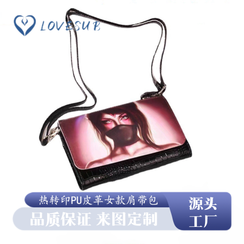 lovesub heat transfer pu leather women‘s sholder bag heat transfer chinese women‘s wallet blank crocodile pattern makeup