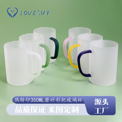 lovesub heat transfer color handle glass printing with handle color handle sublimation mug glass