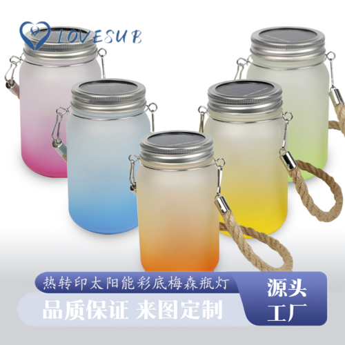 lovesub thermal transfer color background gradient color mason cup personality printing coating picture printing hemp rope handle mason lamp