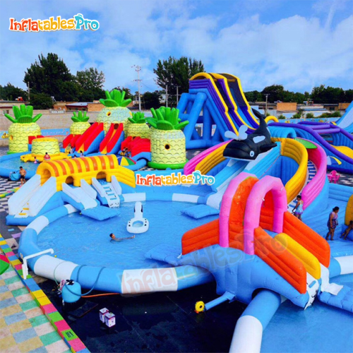 outdoor movable bracket swimming pool water entrance combination slide large inflatable water park amusement equipment
