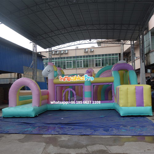 macaron theme purple yellow green inflatable inflatable park inflatable slide amusement park