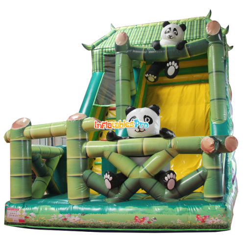 panda theme inflatable slide widened tpu inflatable panda inflatable castle green inflatable dry slide trampoline