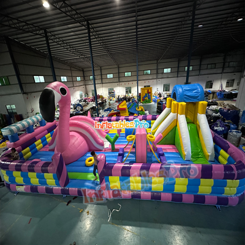 flamingo giant inflatable entertainment castle inflatable dry slide party rental amusement equipment inflatable play equipment