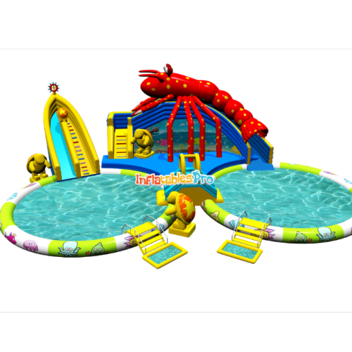 new summer lobster theme park combination water slide large mobile inflatable pool swimming pool water park