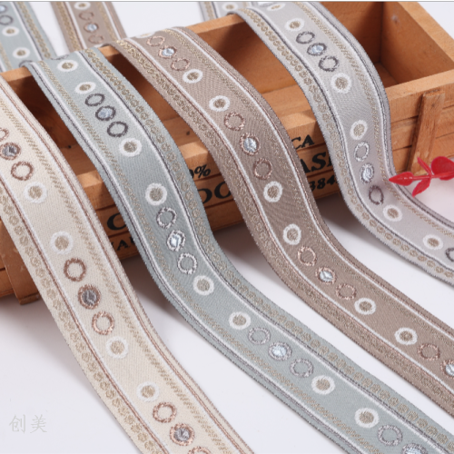 polyester round embroidery lace jacquard net tape trim clothing accessories ornament