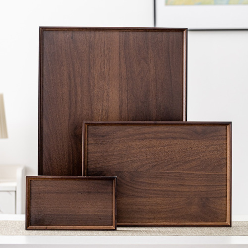 wooden tray walnut tea tray living room wooden organizer plate solid wood plate engraved logo tea cup storage tray