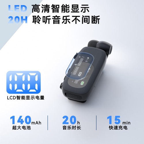 new v5.4 wireless in-ear ultra-long life battery digital display noise reduction cross-border single-ear cable collar headset