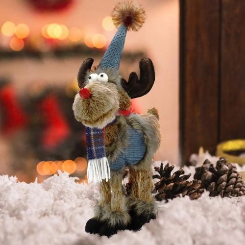 2024新款圣诞鹿 圣诞节礼物针织毛绒麋鹿公仔家居橱窗装饰品摆件