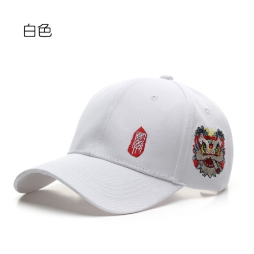 national trendy style fashion peaked cap dance lion head embroidered baseball cap hard top sun hat spring and autumn outdoor hat