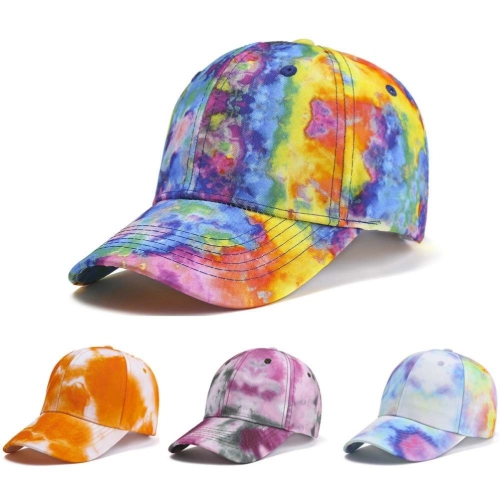 european and american new tie-dye gradient color baseball cap men and women korean street color peaked cap spring and summer sun-proof hat fashion
