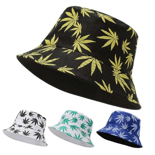 korean style reversible all-match travel sun hat men and women fashion printing bucket hat cross-border new arrival maple leaf bucket hat