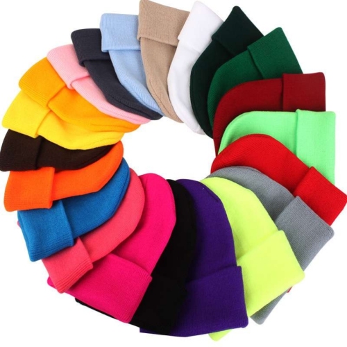 fluorescent cap amazon acrylic woolen cap men‘s lady couple european and american autumn and winter knitting sleeve cap candy color hat