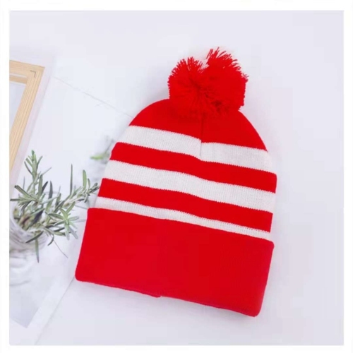 red fur ball hat christmas hat red fur ball knitted hat female halloween color matching wool hat urine hat