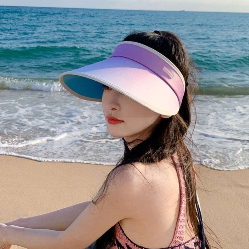 gradient sun hat women‘s summer uv protection foldable uv empty top hat big brim face-looking small sun hat