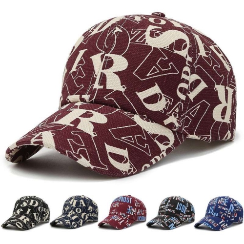 summer fashion printed baseball cap outdoor travel sun hat men‘s korean-style all-match letter peaked cap