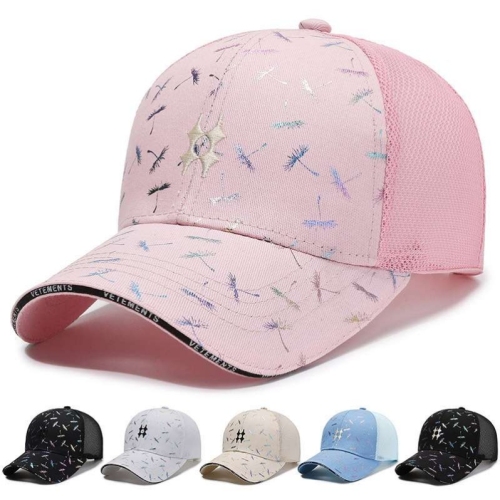 hat women‘s korean-style fashion peaked cap colorful letters heat transfer sun-proof breathable mesh hat sun hat casual baseball cap