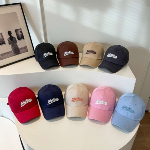 baseball hat men‘s south korea fashion brand brushed embroidered letters plus-sized deepening wide brim versatile face-looking small peaked cap women