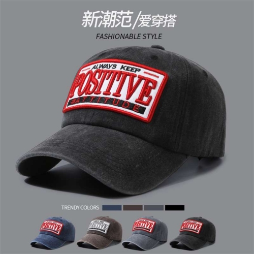 new washed patch tee-dimensional embroidery korean hat men and women casual sun hat distressed retro baseball cap fashion