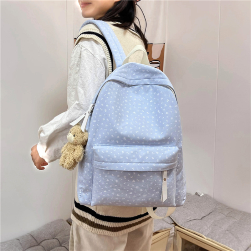 women‘s backpack small floral canvas bag small fresh campus solid color elementary and middle school student schoolbags factory wholesale