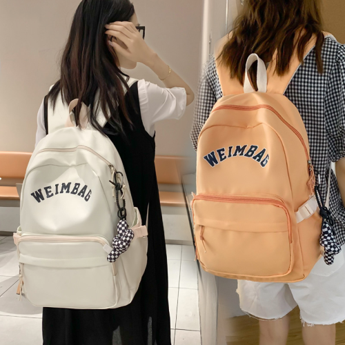 waterproof backpack women‘s large capacity letter simplicity early high school student schoolbag men‘s travel backpack factory direct sales