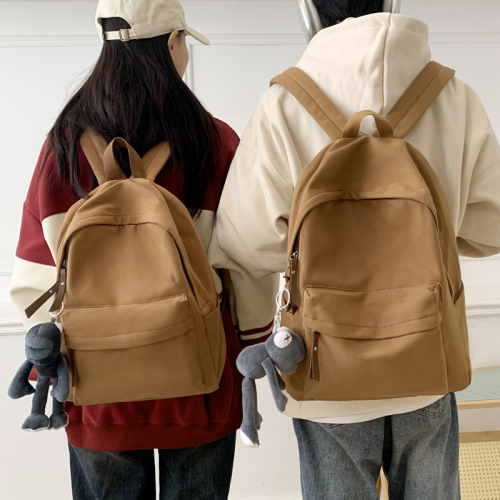 men‘s backpack canvas pure color minimal versatile travel backpack female junior high school and college student schoolbag factory wholesale