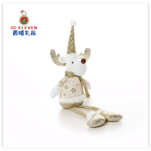 new golden christmas elk christmas decorations fabric doll decoration supplies sitting posture doll decoration