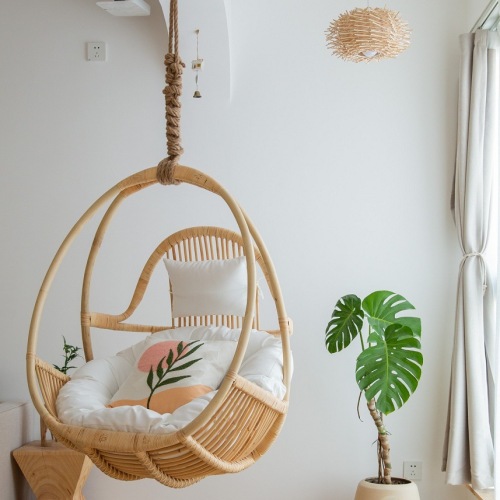 balcony hanging basket rattan chair nordic simple hanging glider indoor swing hand-woven real rattan bird‘s nest rocking chair internet celebrity