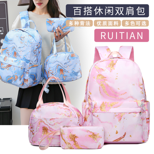 schoolbag trendy women‘s bags backpack canvas bag sports leisure bag three-piece set source factory support customization wholesale