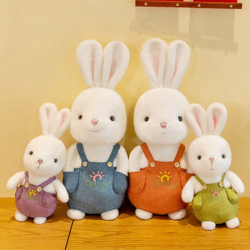 factory direct sales toy overalls rabbit plush toy doll 8-inch boutique grab machine doll promotional gifts