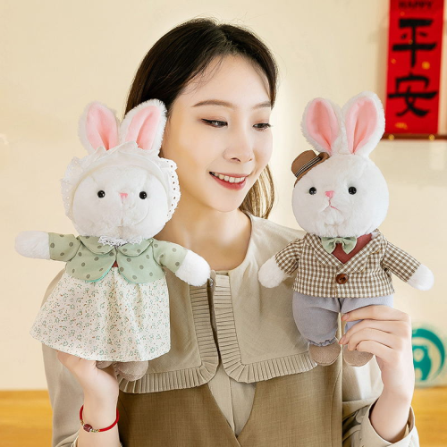 factory direct sales toy cute love bear teddy bear couple little white rabbit pair gift for boyfriend or girlfriend valentine‘s day