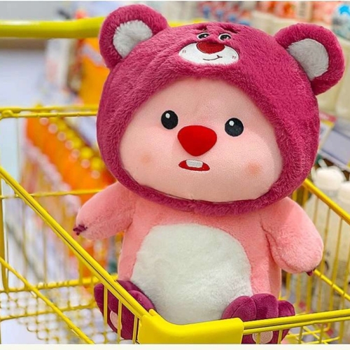 plush doll doll transformation beaver ruby strawberry bear l doll pillow gift for girlfriend
