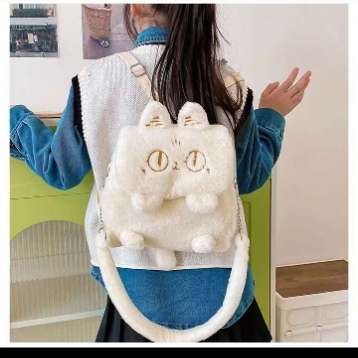 cat doll doll bag soft girl daily storage backpack fur bag student all-match one-shoulder crossbody bag