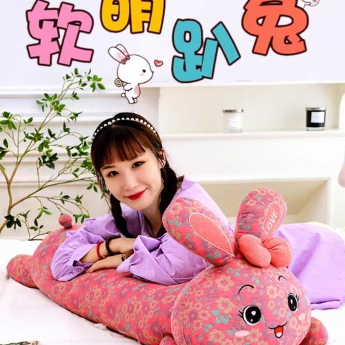 plush doll lying bunny three-layer yarn pillow bed pillow hugging doll plush toy sleeping doll pillow