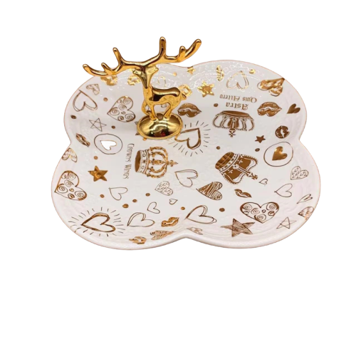 modern & minimalism christmas elk gilding fruit plate decoration plate high color value christmas tableware food tray 5