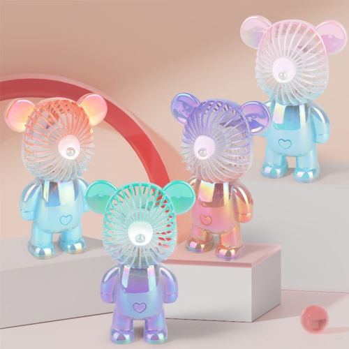 new gradient jelly violent bear fan cute student mini usb three-gear handheld desktop fan
