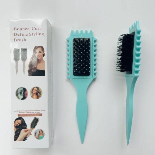 cross-border hot selling bounce curl define style brush bouncing curly hair brush pig bristle hair brush