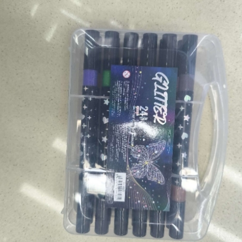 新款双色闪光笔马克笔儿童手绘双色画笔加粗软头不褪色珠光闪亮笔