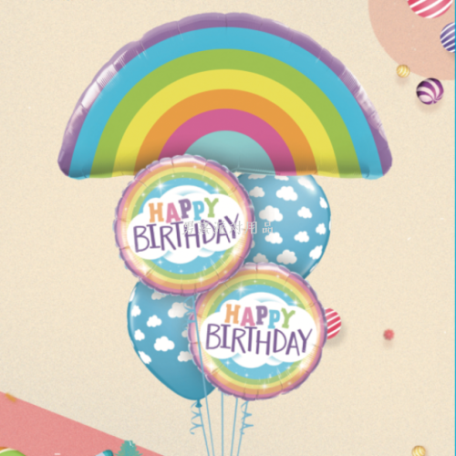cross-border birthday aluminum balloon rubber balloons set english happy birthday cloud rainbow aluminum balloon