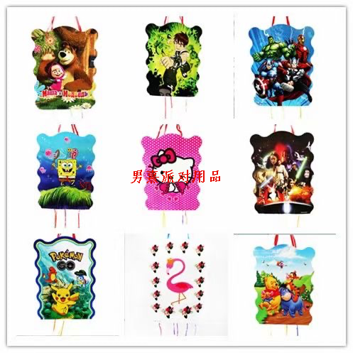 birthday cartoon theme party paper drawstring pinata can hold candy biscuits
