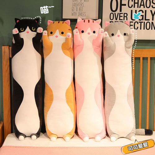 cross-border hot selling long cat pillow plush toys cute cat doll girls leg-supporting to sleep with doll ragdoll