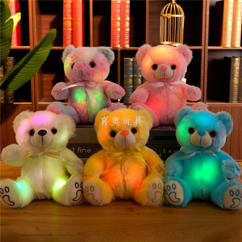 plush toy cartoon bear pillow children doll sleeping ragdoll cute luminous color ribbon teddy bear